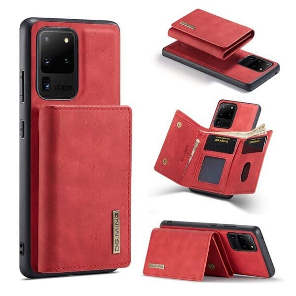 DG.MING For Samsung Galaxy S20 FE | S20 Ultra Premium Trifold Wallet Leather Case With 2-in-1 Magnetic Detachable Card Holder Pocket Cover