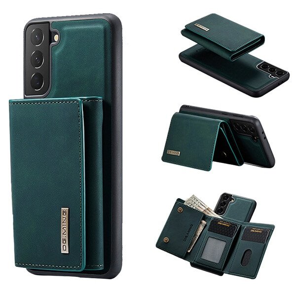 DG.MING For Samsung Galaxy S22 | S22+ /S22 Plus | S22 Ultra Premium Trifold Wallet Leather Case With 2-in-1 Magnetic Detachable Card Holder Pocket Cover