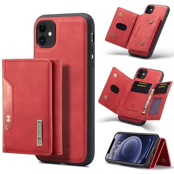 DG.MING For Apple iPhone 12 /12Mini /12 Pro /12 Pro Max Premium Trifold Wallet Leather Case With 2-in-1 Magnetic Detachable Card Holder Pocket Cover