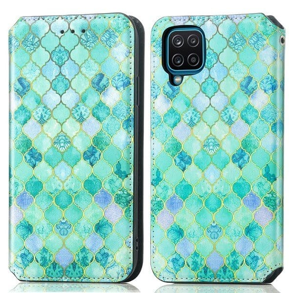 CaseNeo For Samsung Galaxy A12 Leather Wallet Flip Case With RFID Blocking Credit Card Holder Slots Cover - Emerald