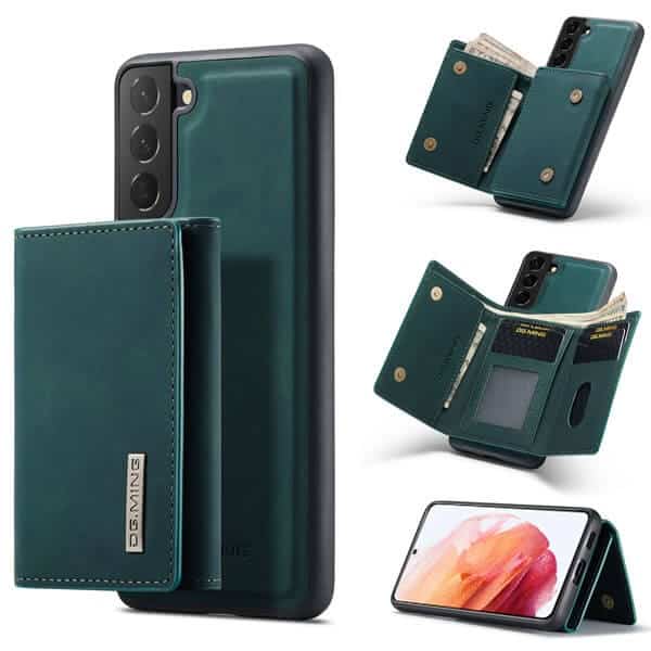 DG.MING Blue Samsung Galaxy S21 Magnetic Trifold Wallet Case