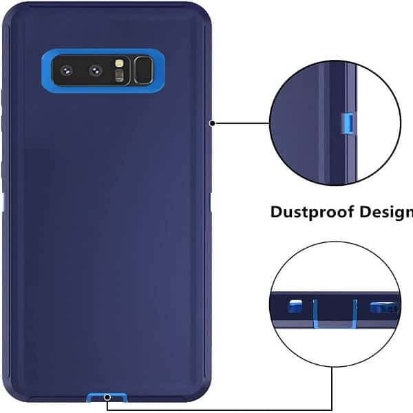 Samsung Galaxy Note 8 Case Drop Resistant Defender Tradies Heavy Duty Rugged Shockproof Tough Cover (Navy Blue /Blue)
