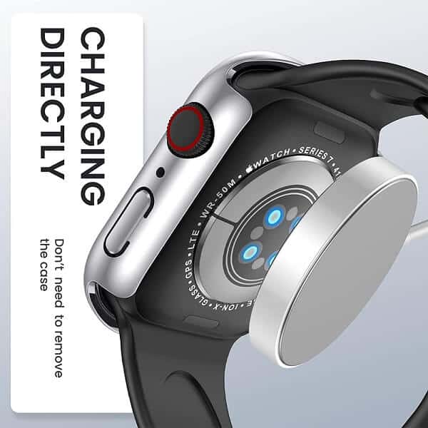 For Apple Watch Series 8 /7 45mm & 41mm Clear Gel Shockproof Protective Case Cover (Silver)