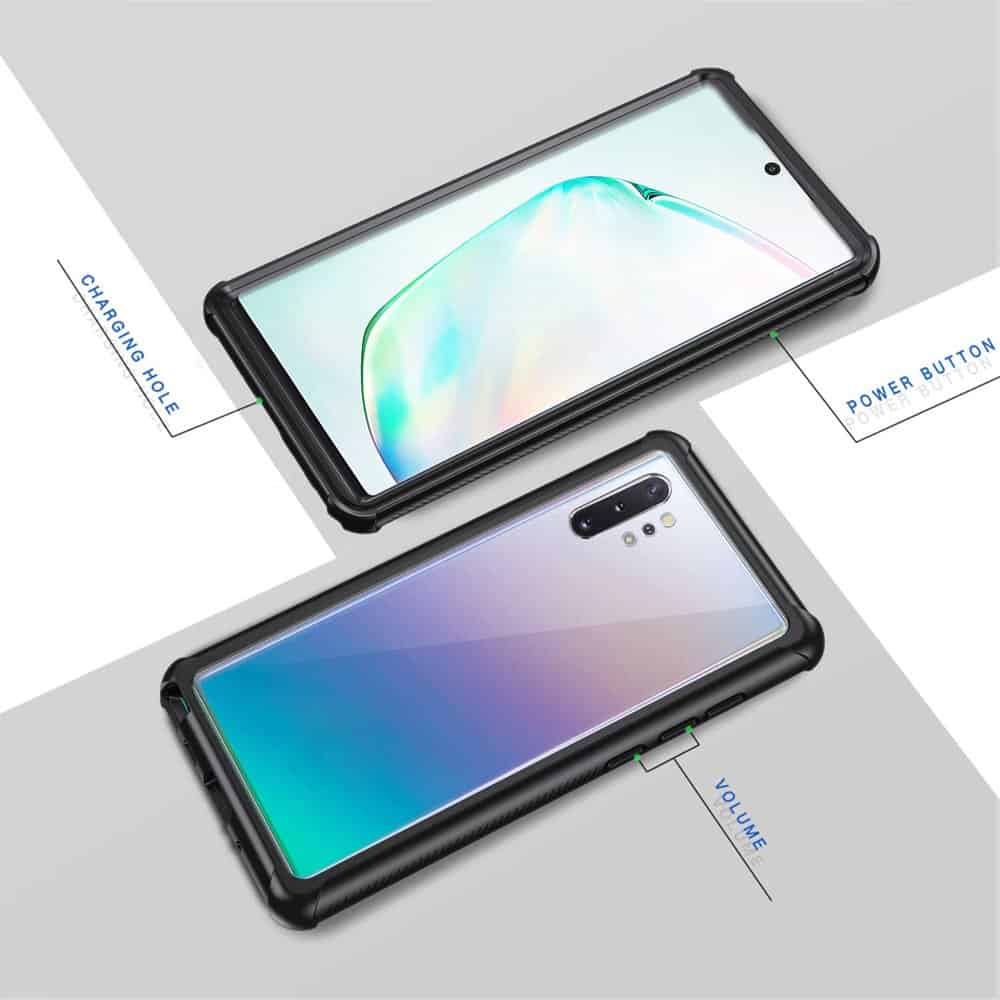 For Samsung Galaxy Note 10 |Note10+ /Note10 Plus Military Grade Shockproof Clear Heavy Duty Case Bumper Drop Protection Tough Cover (Black)