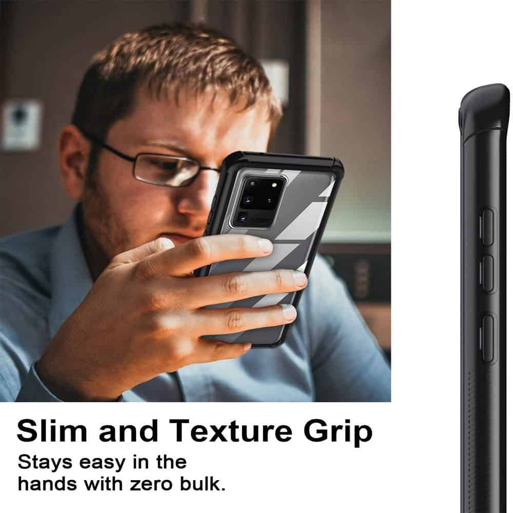 For Samsung Galaxy S20 FE | S20+ /S20 Plus | S20 Ultra Shockproof Clear Heavy Duty Case Bumper Drop Protection Cover (Black)