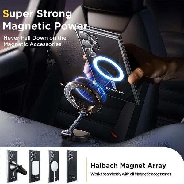 For Samsung Galaxy S24, S24+ /S24 Plus & S24 Ultra MagSafe Magnetic Case with HaloLock Shockproof Scratch Resistant Back Clear Protective Cover