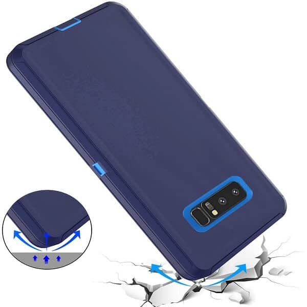 Samsung Galaxy Note 8 Case Drop Resistant Defender Tradies Heavy Duty Rugged Shockproof Tough Cover (Navy Blue /Blue)