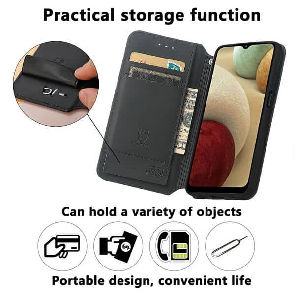 CaseNeo For Samsung Galaxy A12 Leather Wallet Flip Case With RFID Blocking Credit Card Holder Slots Cover - Nordic Rhombus
