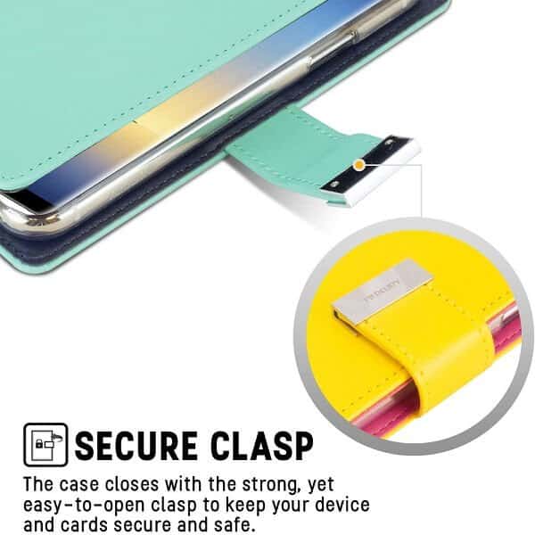 Goospery Samsung Galaxy Note 8 Rich Diary Wallet Flip Case Leather Card Slots Magnetic Cover(Aqua) NT8-RIC-MNT