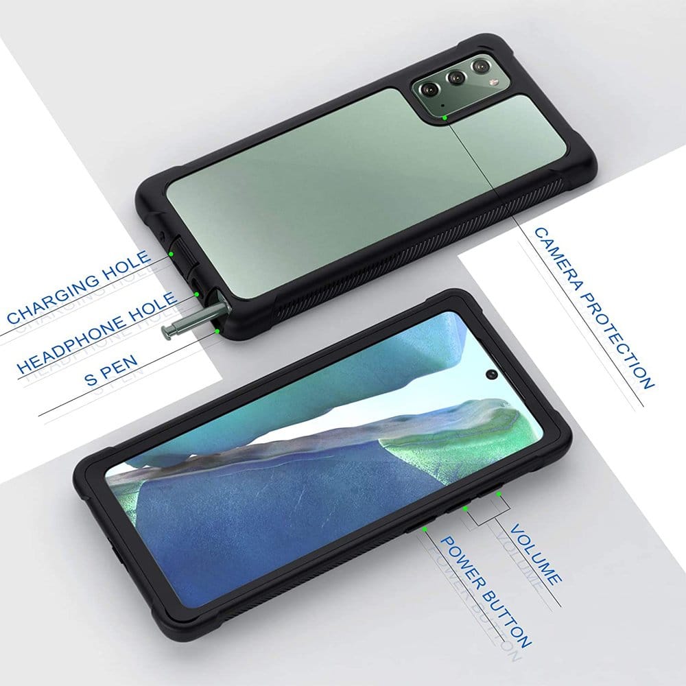 For Samsung Galaxy Note 20 | Note 20 Ultra Military Grade Shockproof Clear Heavy Duty Case Bumper Drop Protection Tough Cover (Black)