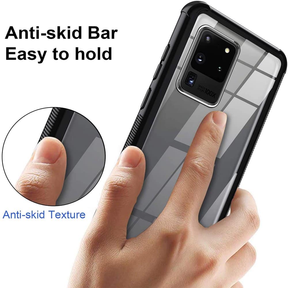 For Samsung Galaxy S20 FE | S20+ /S20 Plus | S20 Ultra Shockproof Clear Heavy Duty Case Bumper Drop Protection Cover (Black)