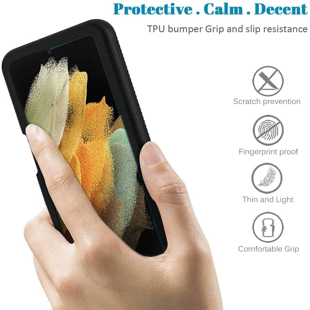 Samsung Galaxy S21 | S21 FE | S21 Ultra Military Grade Shockproof Clear Heavy Duty Case Bumper Drop Protection Tough Cover (Black)