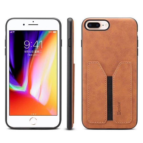 Denior For Apple iPhone SE /7/8 Plus Leather Case with Elastic Wallet Card Holder Slot Pocket Cover