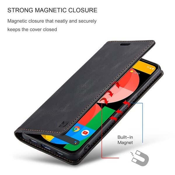 AutSpace For Google Pixel 5A 5G Case RFID Blocking Retro Flip Premium Leather Card Holder Wallet Cover