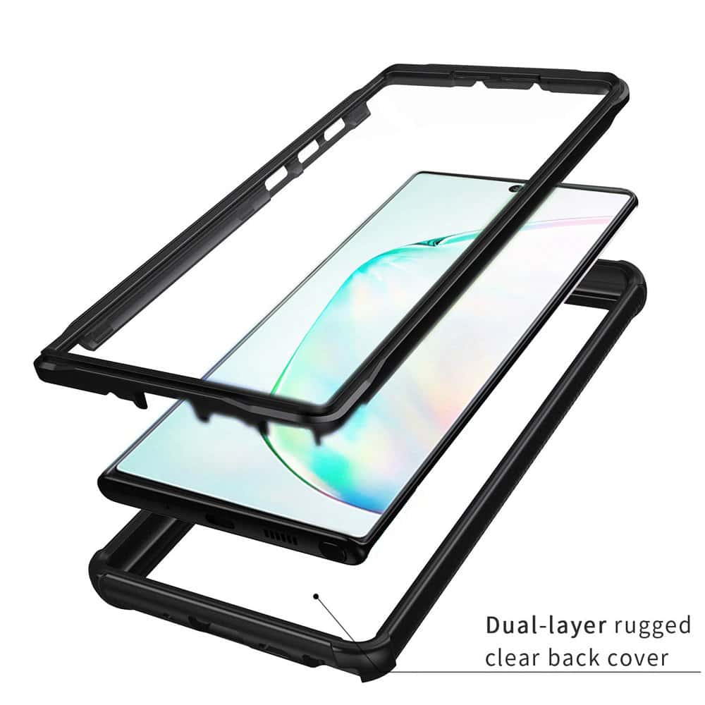 For Samsung Galaxy Note 10 |Note10+ /Note10 Plus Military Grade Shockproof Clear Heavy Duty Case Bumper Drop Protection Tough Cover (Black)