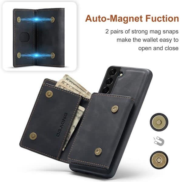 DG.MING For Samsung Galaxy S21 | S21 FE | S21 Ultra Premium Trifold Wallet Leather Case With 2-in-1 Magnetic Detachable Card Holder Pocket Cover