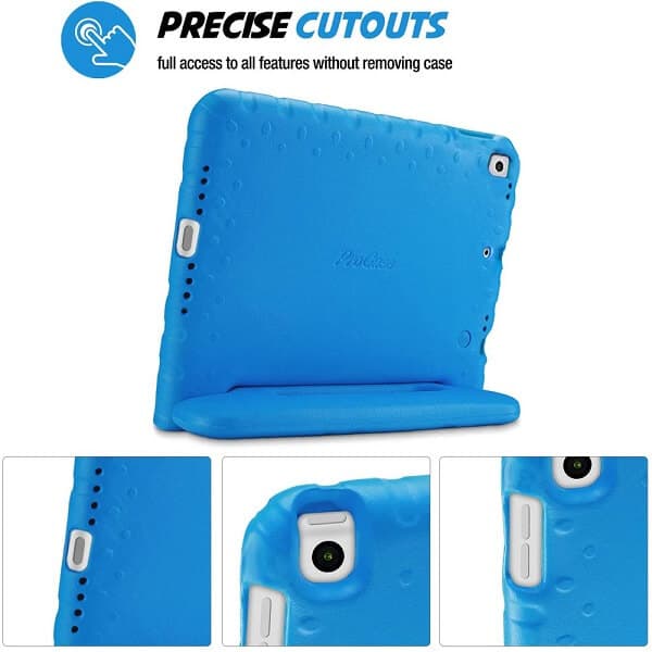 For Apple iPad 9th /8th /7th Gen 10.2 inch 2021 /2020 /2019 Kickstand Shockproof Protective Handle Stand Light Weight Kids Friendly Cover (Blue)