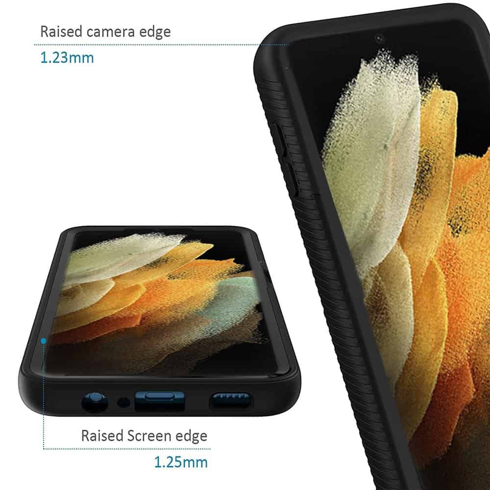 Samsung Galaxy S21 | S21 FE | S21 Ultra Military Grade Shockproof Clear Heavy Duty Case Bumper Drop Protection Tough Cover (Black)