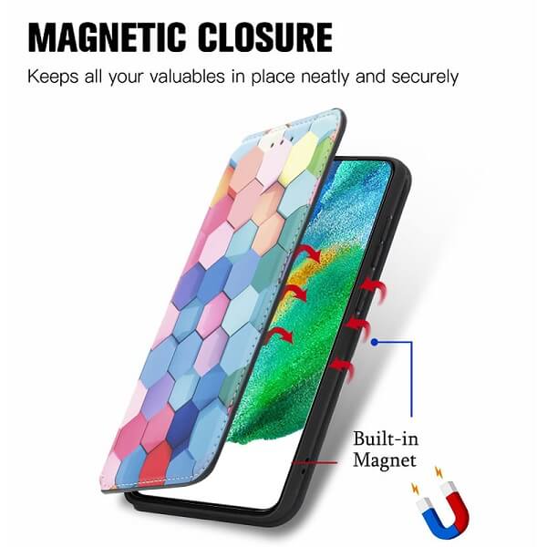 CaseNeo For Samsung Galaxy S21 FE Leather Wallet Flip Case With RFID Blocking Credit Card Holder Slots Cover