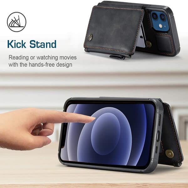 For Apple iPhone 12 /12 Pro/12 Pro Max CaseMe Back Zipper Wallet Case W/ 3 Card Slots, RFID Blocking, 1 Money Pocket, Credit Card Holder Leather Cover