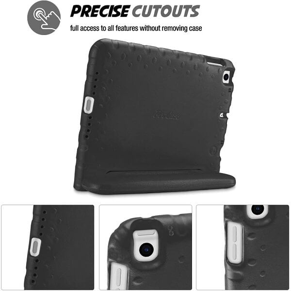 For Apple iPad 9th /8th /7th Gen 10.2 inch 2021 /2020 /2019 Kickstand Shockproof Protective Handle Stand Light Weight Kids Friendly Cover (Black)
