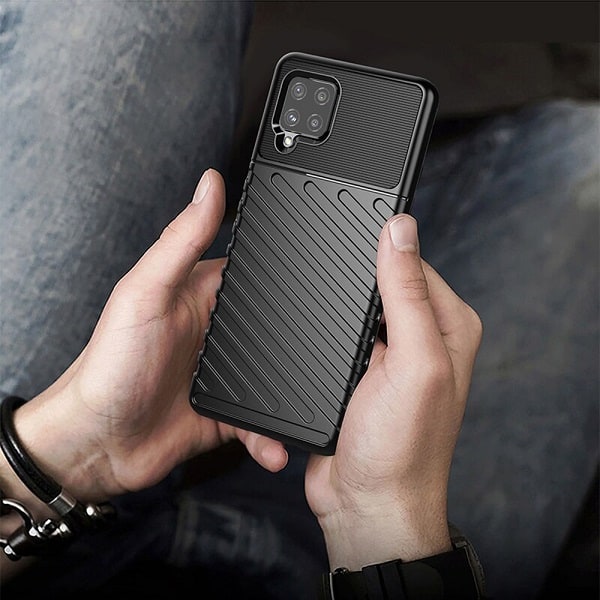 Samsung Galaxy A22 4G Case Shockproof Absorption Anti Scratch Heavy Duty Durable Drop Protection Phone Armor Back Cover (Black)