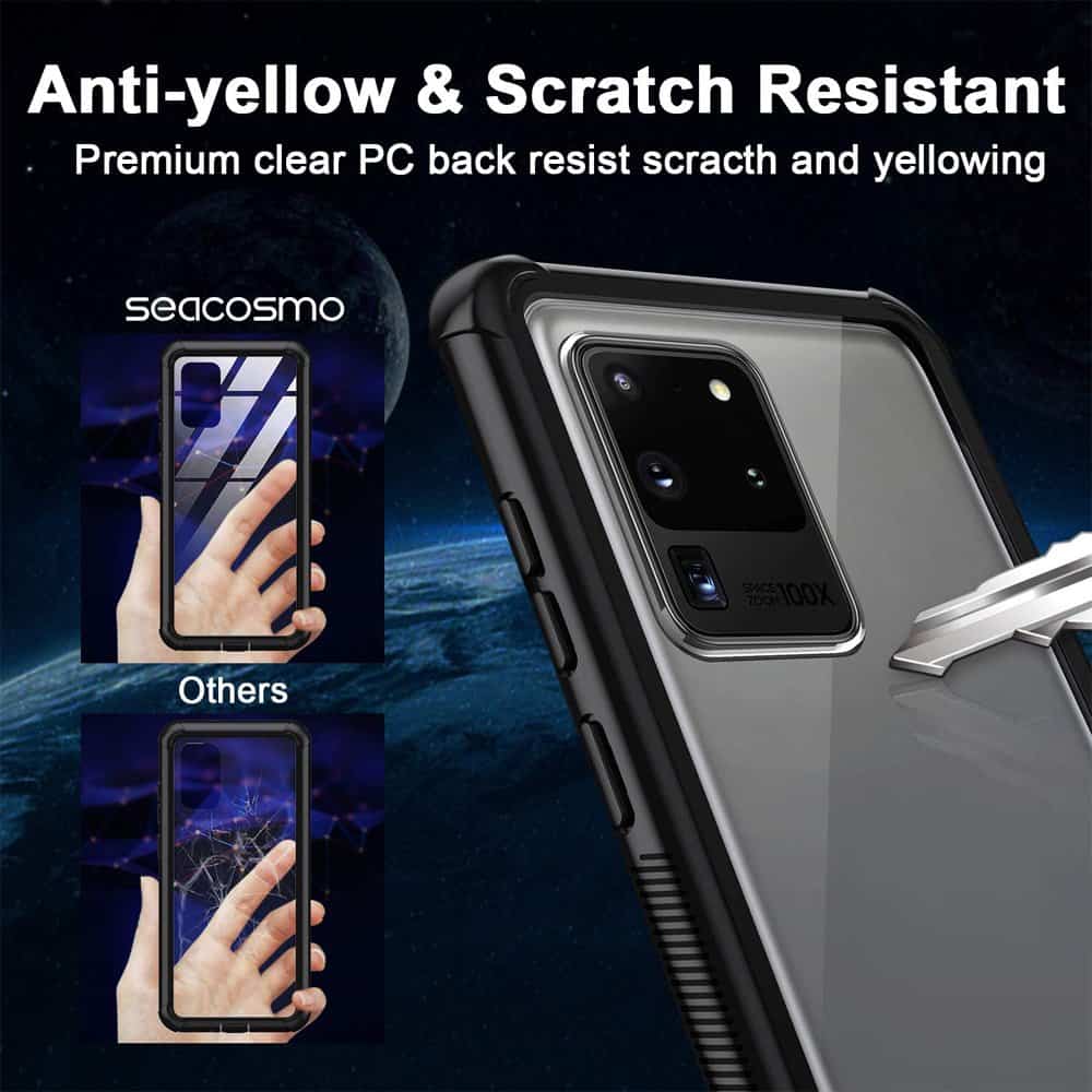For Samsung Galaxy S20 FE | S20+ /S20 Plus | S20 Ultra Shockproof Clear Heavy Duty Case Bumper Drop Protection Cover (Black)