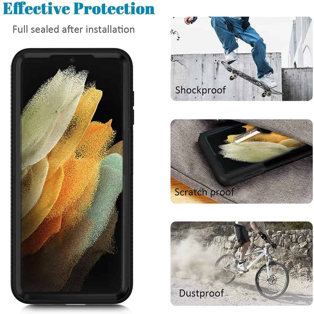 Samsung Galaxy S21 | S21 FE | S21 Ultra Military Grade Shockproof Clear Heavy Duty Case Bumper Drop Protection Tough Cover (Black)