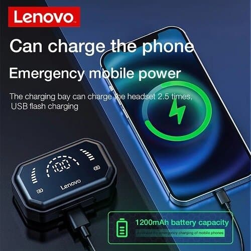 Lenovo LP3 Pro TWS Bluetooth 5.0 Earbuds Dual Drivers HiFi Stereo 1200mAh LED Noise Cancellation Mic Sports Earphone Wireless Headphone