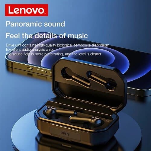 Lenovo LP3 Pro TWS Bluetooth 5.0 Earbuds Dual Drivers HiFi Stereo 1200mAh LED Noise Cancellation Mic Sports Earphone Wireless Headphone