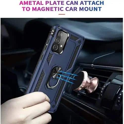 For Samsung Galaxy A52 /A52S Anti Scratch Rugged Magnetic Car Mount Ring Shockproof Heavy Duty Cover (Clear)