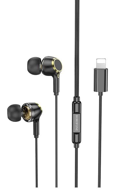 BOROFONE BM90 Lightning Wire Controlled Digital Earphones Headphone With Microphone Supports Calls Audio Plug Wired Headset For iPhone /iPad