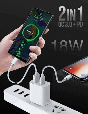 20W Dual PD USB +USB Type C SAA Certified Fast Charging Wall Plug Charger Power Adapter For iPhone Samsung Galaxy Google Nokia Oppo Huawei iPad