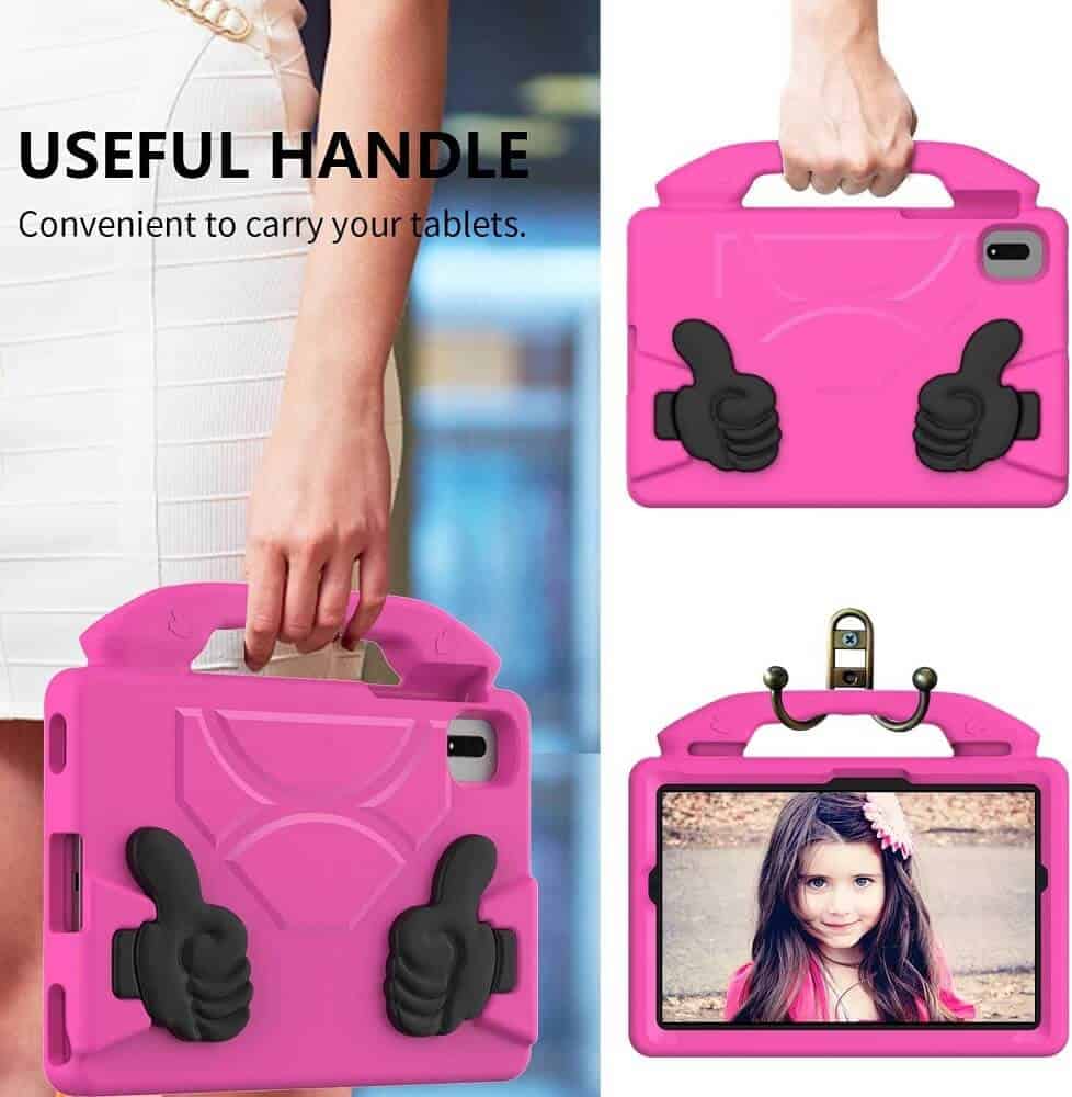 For Samsung Galaxy Tab A9+ Plus X210 /S7 /S8 /S9 /S9FE/S10 FE Thumbs UP Kids Lightweight Convertible Handle Protective Shockproof Case Cover