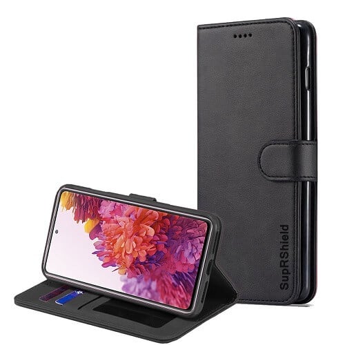 Samsung Galaxy S20 FE 5G Wallet Case Flip Leather Card Slots Magnetic Stand Cover (Black )
