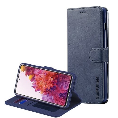 Samsung Galaxy S20 FE 5G Wallet Case Flip Leather Card Slots Magnetic Stand Cover (Navy Blue )