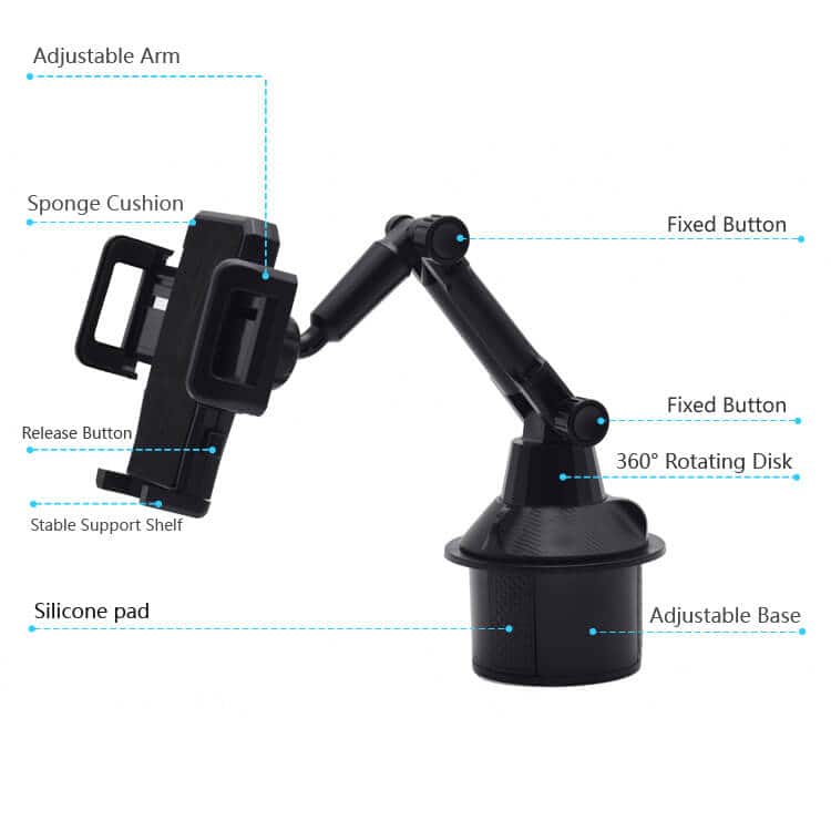 Car Cup Holder Phone Mount, Cup Holder Cradle Car Mount with Adjustable Neck for iPhone Samsung Nokia Google Oppo Motorola