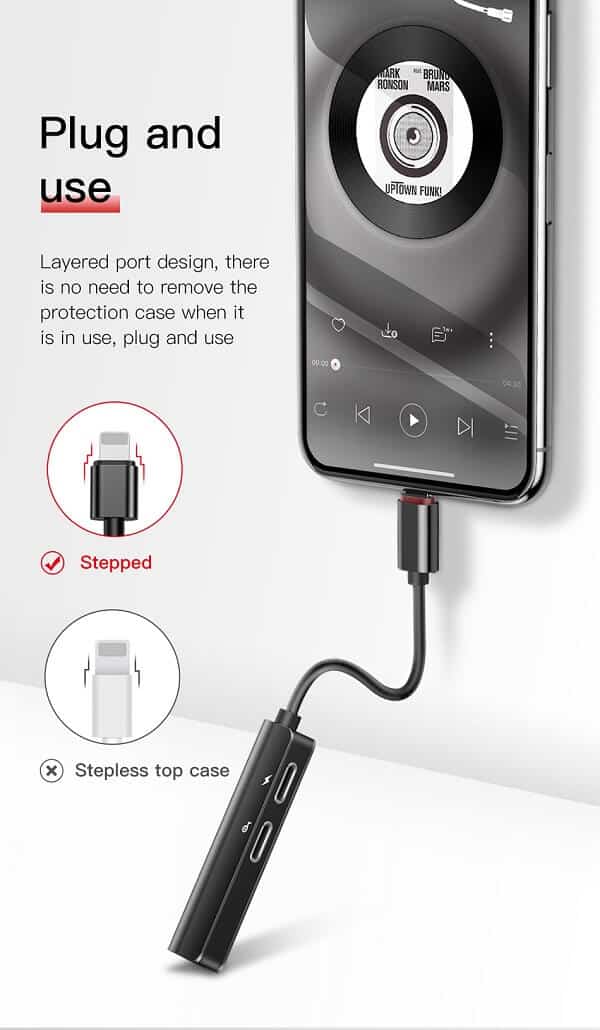 Baseus 3in1 AUX Audio Adapter For Lightning to 3.5mm Jack Earphone Charging Splitter OTG Converter For Apple iPhone 12 Pro Max 11 Pro XS Max XR X XS 8 7 6S Plus SE 2020 4