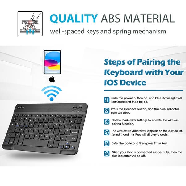 With Pencil Holder For Apple iPad 11th (A16) 11-inch 2025/10th Generation 10.9 inch 2022 Wireless Bluetooth Keyboard Case Leather Smart Cover (Black)