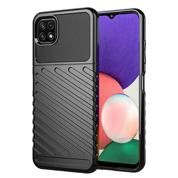 For Samsung Galaxy A22 5G | A22 4G Case Shockproof Absorption Anti Scratch Heavy Duty Durable Drop Protection Phone Armor Back Cover (Black)