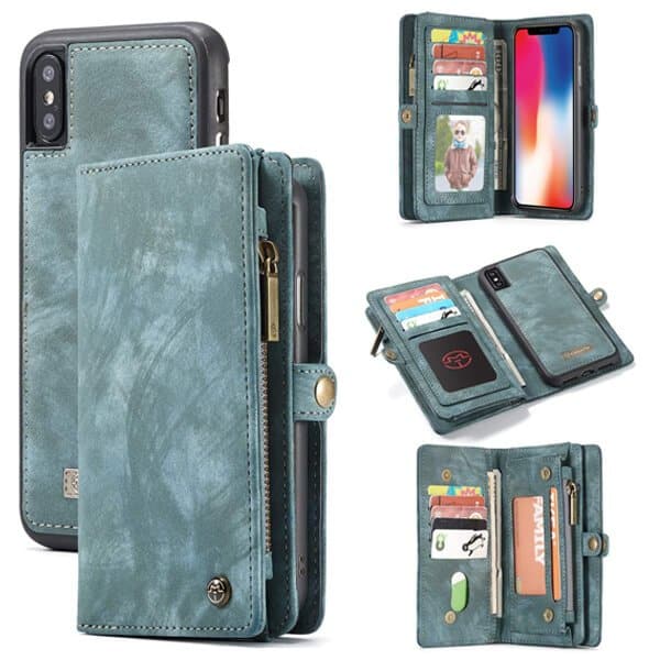 Sky Blue Zipper & Detachable Pouch Wallet Flip Wallet Case for sale