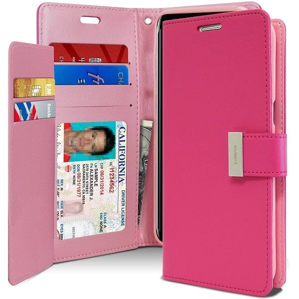Goospery Samsung Galaxy S8 Rich Diary Hot Pink Wallet Case