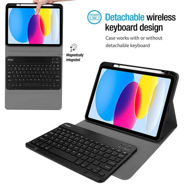 With Pencil Holder For Apple iPad 11th (A16) 11-inch 2025/10th Generation 10.9 inch 2022 Wireless Bluetooth Keyboard Case Leather Smart Cover (Black)