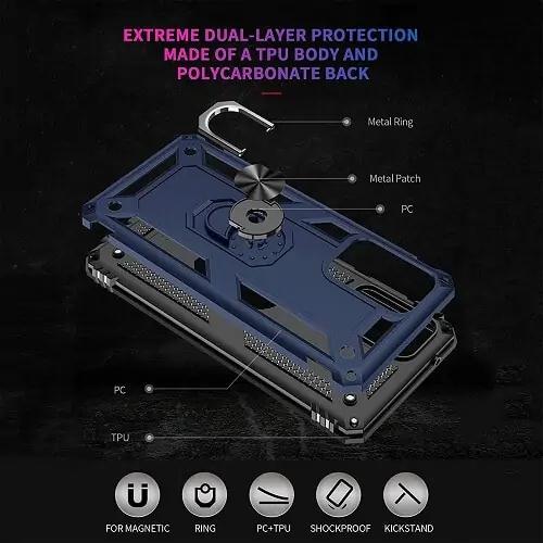 For Samsung Galaxy A52 /A52S Anti Scratch Rugged Magnetic Car Mount Ring Shockproof Heavy Duty Cover (Clear)
