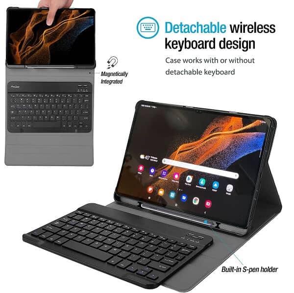 For Samsung Galaxy Tab S10 Ultra /S9 Ultra/S8 Ultra 14.6 inch SM-X910 X916B/SM-X900 X906 With Pencil Holder Detachable Wireless Bluetooth Keyboard Case Protective Cover