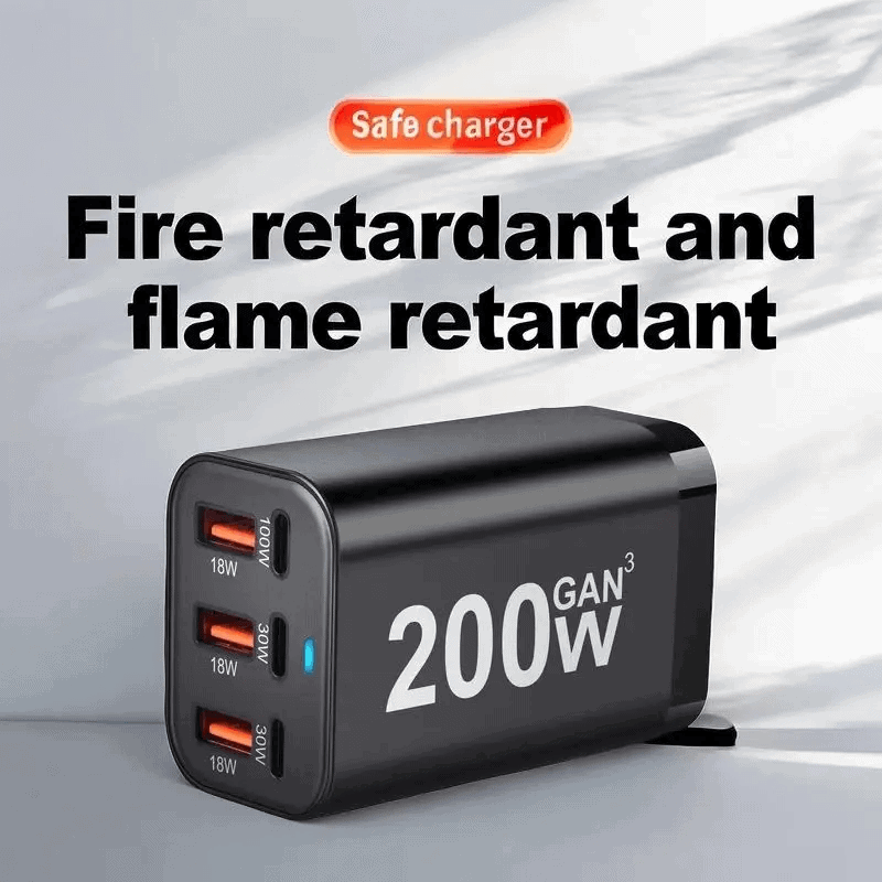 200W GaN³ Charger Dock 1×100W PD USB-C, 2×30W PD, 3×18W QC3.0 USB-A Fast Charging for MacBook, Laptop, Phone – AU Wall Plug Power Adapter