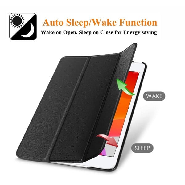 Apple iPad 9th /8th /7th Gen 10.2 inch 2021 /2020 /2019 Folio Smart Leather Magnetic Stand Case Cover (Black)