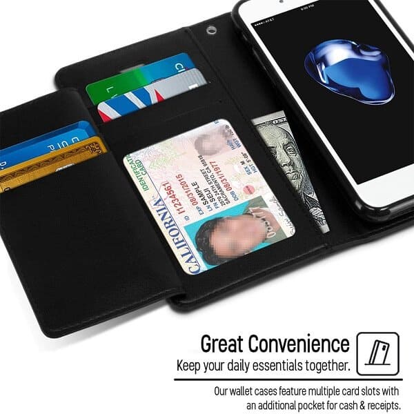 Goospery For Apple iPhone SE /7/8 Plus Rich Diary Wallet Flip Case Leather Card Slots Magnetic Cover
