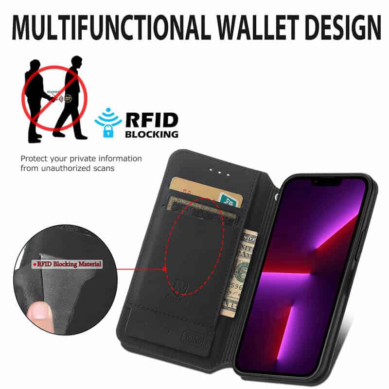 CaseNeo For Apple iPhone 13 /13 Pro / 13 Pro Max / 13 Mini Leather Wallet Flip Case With RFID Blocking Credit Card Holder Slots Cover