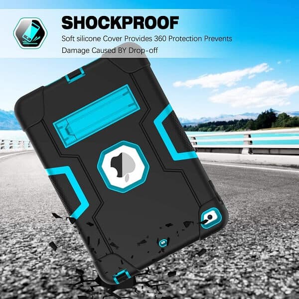 Apple iPad Mini 5 / Mini 4 Case, Kickstand Hybrid Fancy Shockproof Heavy Duty Case Cover (Black)